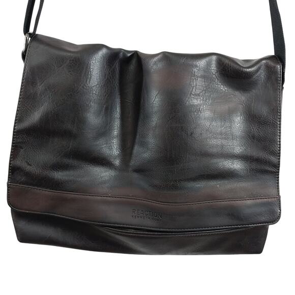 KENNETH COLE! ESPRESSO BROWN TEXTURED VEGAN LEATHER LAPTOP BAG, BRIEFCASE! - Picture 3 of 13